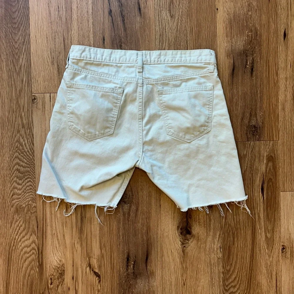 Banana Republic Mens Slim Fit Denim Cutoff Shorts Off White 32x32 Raw Hem